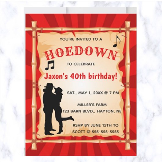 Invitation Hoedown Shindig Pays de l'Ouest Anniversaire