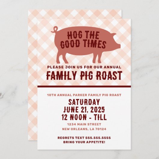 Invitation Hog the Good Times Pig Roast (Devant / Derrière)