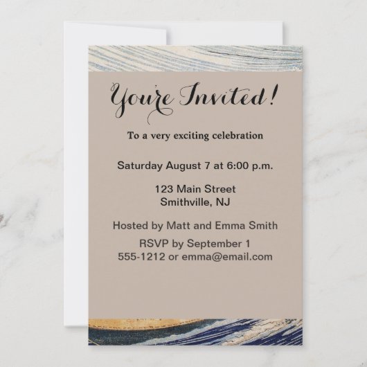 Invitation Hokusai Ocean Waves Sea Boats (Devant)