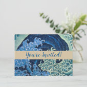 Invitation Hokusai Vague féminine Océan Vintage (Debout devant)