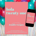 Invitation Hola 21e anniversaire personnalisé moderne espagno<br><div class="desc">👉 Mettez un sourire sur un visage avec cette super fun et moderne invitation espagnole 21ème anniversaire! Hola vingt et un ! #zazzlemade - Cliquez simplement pour personnaliser ce design 🙏 Merci pour soutenir ma petite entreprise - Si vous voulez un article sur mesure, ou si je peux être d'une...</div>