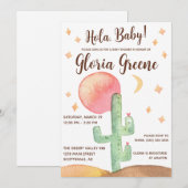 Invitation Hola Baby ! Baby shower Boho Cactus du désert (Devant / Derrière)