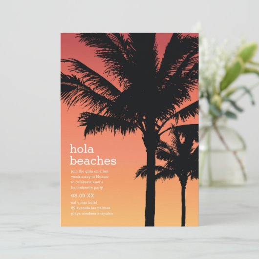 Invitation Hola Beaches Enterrement de Fille (Debout devant)