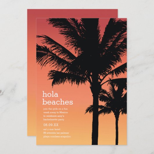 Invitation Hola Beaches Enterrement de Fille (Devant / Derrière)