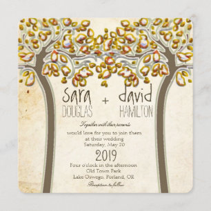 Invitation Holding Hands Trees Love Rustic Mariage de automne