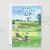 Invitation Hole In One 1st Birthday Golf Thème pour Garçon (Devant)