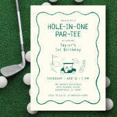 Invitation Hole In One 1st Birthday Par-tee Hand Drawn Green
