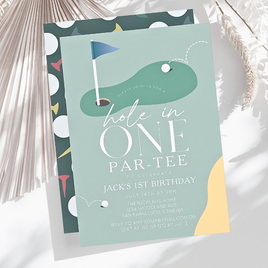 Invitation Hole in One Golf Fairway Par-Tee Boy 1st Birthday