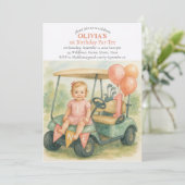 Invitation Hole in One Golf Girl 1st Birthday Par-Tee (Debout devant)