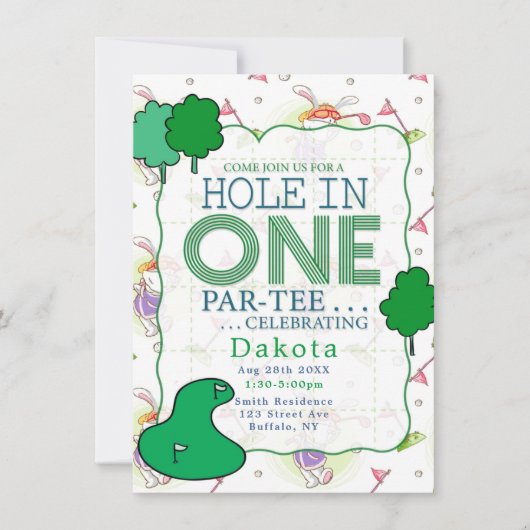 Invitation Hole In One Par-Tee Anniversaire Célébration 5 (Devant)