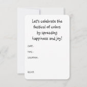 Invitation Holi Heart Festival de l'amour et de la couleur (Dos)