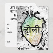 Invitation Holi Heart, sanskrit (Devant / Derrière)