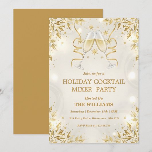 Invitation Holiday Cocktail Mixer Party (Devant / Derrière)