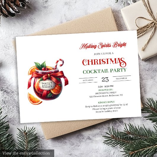 Invitation Holiday Cocktails Festive Drinks Christmas Party