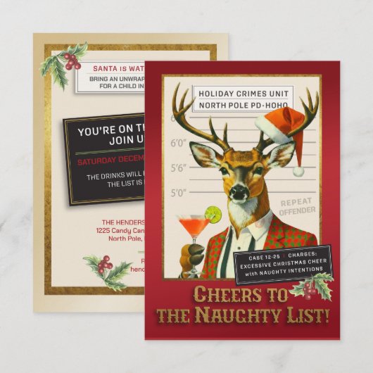 Invitation Holiday Crimes Unit – Reindeer Repeat Offender (Devant / Derrière)