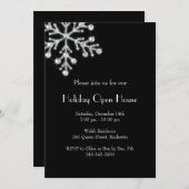 Invitation Holiday Crystal Snowflake Open House (noir) (Devant / Derrière)