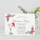 Invitation Holiday Drink Santa Hat Branches Christmas (Debout devant)