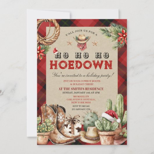 Invitation Holiday Hodown Cowboy Danse Occidentale (Devant)