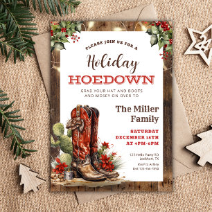 Invitation Holiday Hodown Western Christmas Party Cowboy