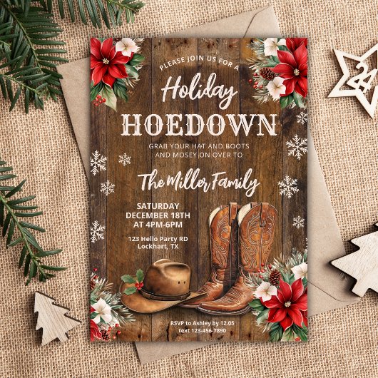 Invitation Holiday Hoedown, Western Christmas Party, Cowboy