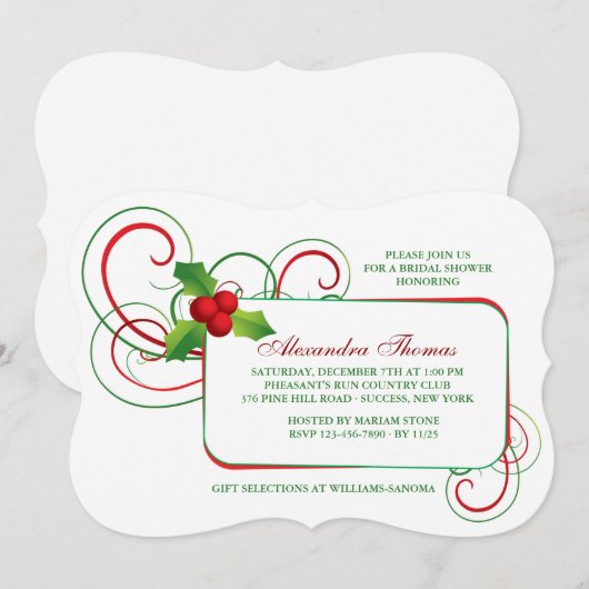 Invitation Holiday Holly (Devant / Derrière)