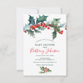 Invitation Holiday Holly Baby shower (Devant)