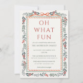 Invitation Holiday Holly Christmas Red Bow Party  (Devant)