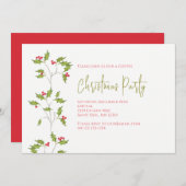 Invitation Holiday Holly Editable (Devant / Derrière)