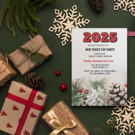 Invitation Holiday Holly Noël 2025 Réveillon du nouvel an