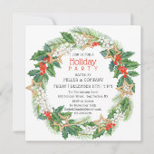Invitation Holiday Holly Wreath Corporate Christmas Party (Devant)