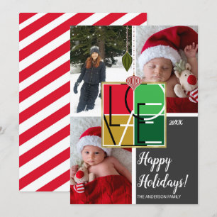 Invitation Holiday LOVE 3 Photos Minimal Christmas Photo