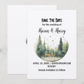 Invitation Holiday Mountain Snow Deer Pine Tree Enregistrer L (Devant / Derrière)