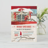 Invitation Holiday Open House Vintage Elves  (Debout devant)