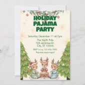 Invitation Holiday Pajama Party, reindeer and cocoa (Devant)