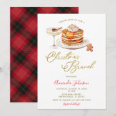 Invitation Holiday Pancakes Winter Red Plaid Christmas Brunch (Devant / Derrière)
