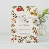 Invitation Holiday Party Botanical Plants Berries Script (Debout devant)