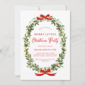 Invitation Holiday Party Festive Christmas Wreath Ribbon (Devant)