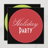 Invitation Holiday Party invitations, red + green dot (Devant / Derrière)