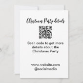 Invitation Holiday party Scan QR code détails site web social (Dos)