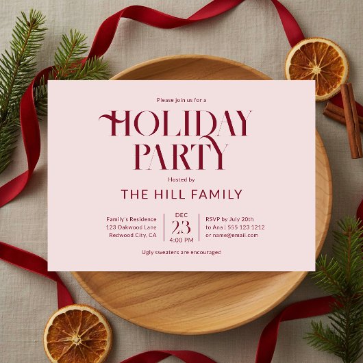 Invitation Holiday Party Vintage Elegant Red