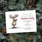 Invitation Holiday quirky reindeer Christmas party invite