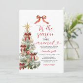 Invitation Holiday Red Bow Christmas Tree Couple Wedding (Debout devant)