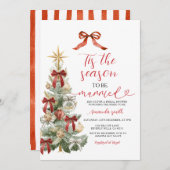 Invitation Holiday Red Bow Christmas Tree Couple Wedding (Devant / Derrière)