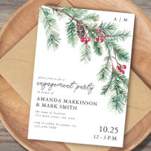 Holiday Simple Pine Branch Engagement Party