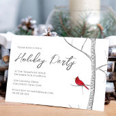 Invitation Holiday Simple Red Cardinal Birch Tree QR Code