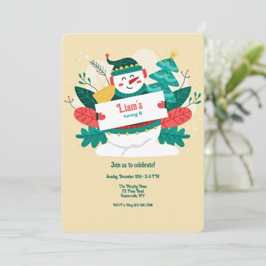 Invitation Holiday Snowman (Debout devant)