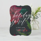 Invitation Holiday Spirit Poinsettia Noël Fête de Noël (Debout devant)