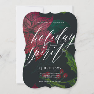 Invitation Holiday Spirit Poinsettia Noël Fête de Noël