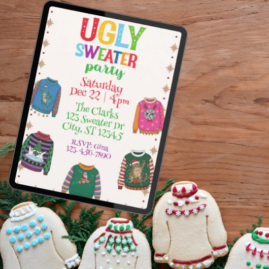 Invitation Holiday Ugly Sweater Party, colorful
