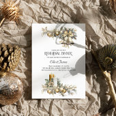 Invitation Holly Bells Golden Winter Wedding Rehearsal Dîner
